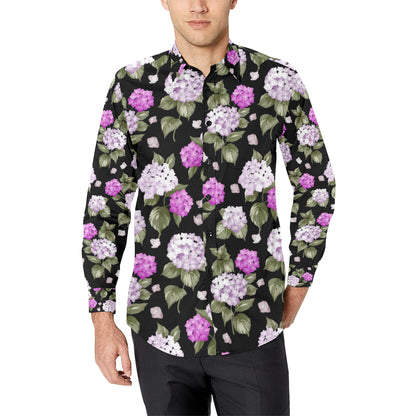 Hydrangea Pattern Print Design HD011 Men's Long Sleeve Shirt