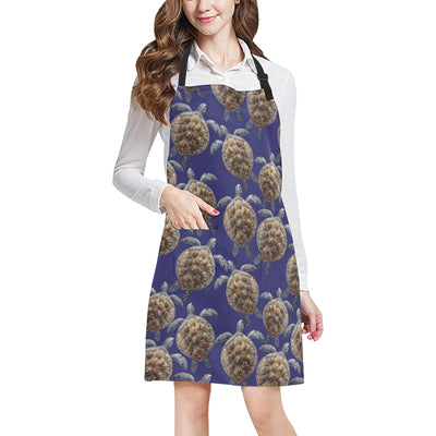 Sea Turtle Pattern Print Design T05 Apron with Pocket