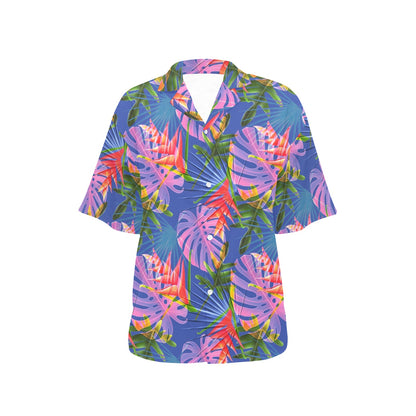 Tropical Flower Pattern Print Design TF025 Women's Hawaiian Shirt