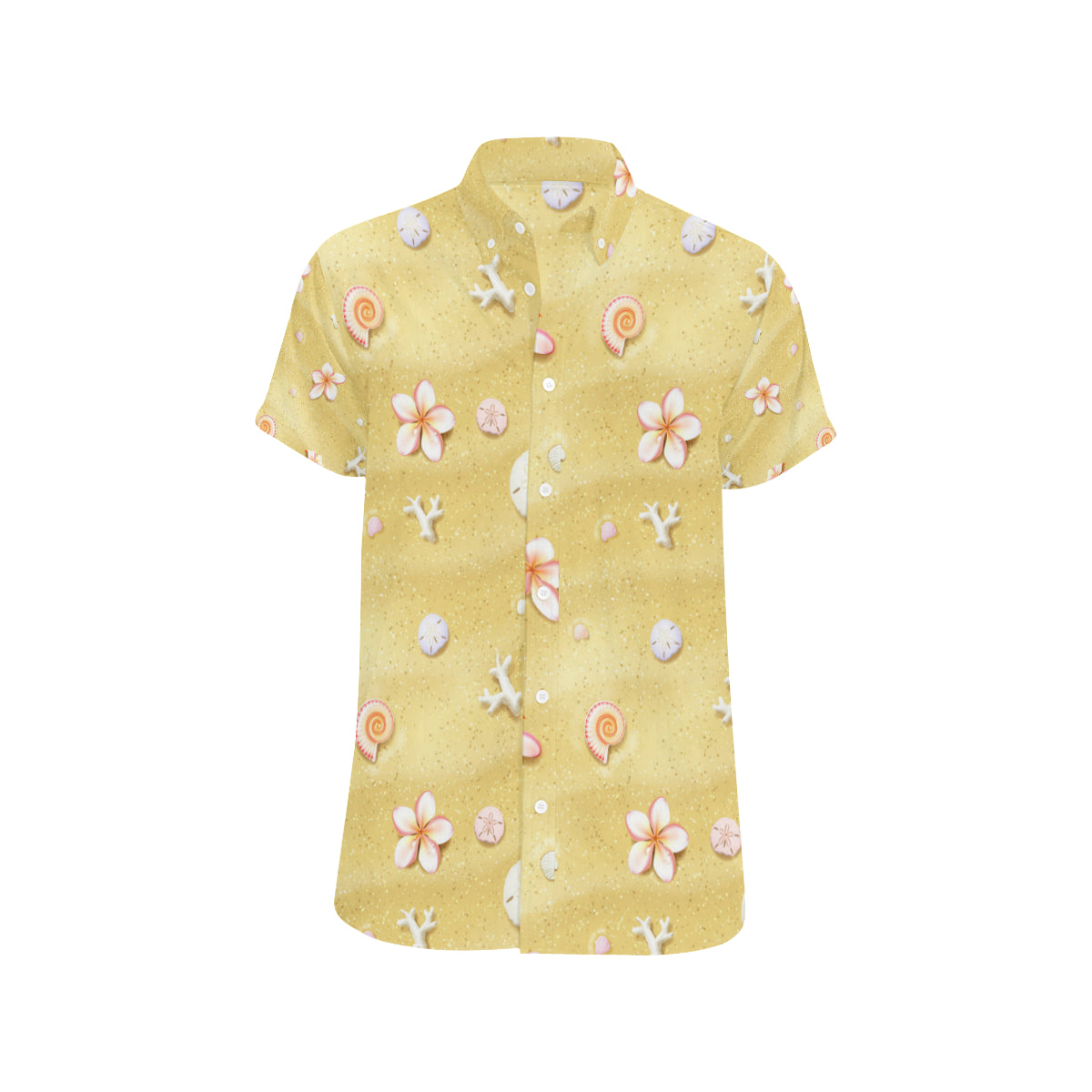 Beach Theme Print Men's Short Sleeve Button Up Shirt
