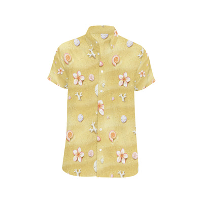 Beach Theme Print Men's Short Sleeve Button Up Shirt