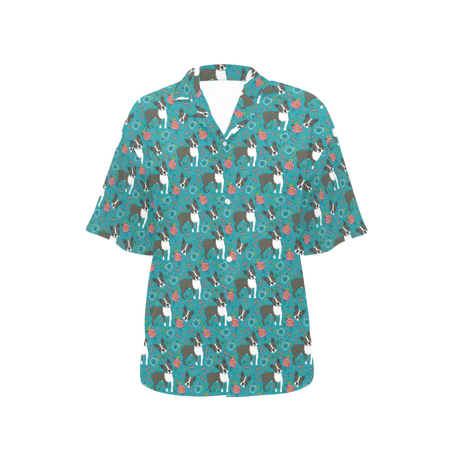 Boston Terrier Pattern Print Design 07 Women's Hawaiian Shirt