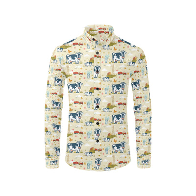 Cow Farm Design Print Men's Long Sleeve Shirt