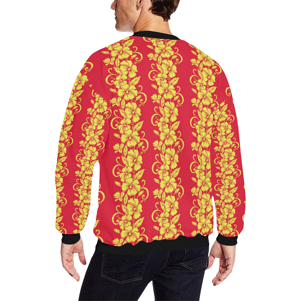 Orange Hibiscus Pattern Print Design HB018 Men Long Sleeve Sweatshirt
