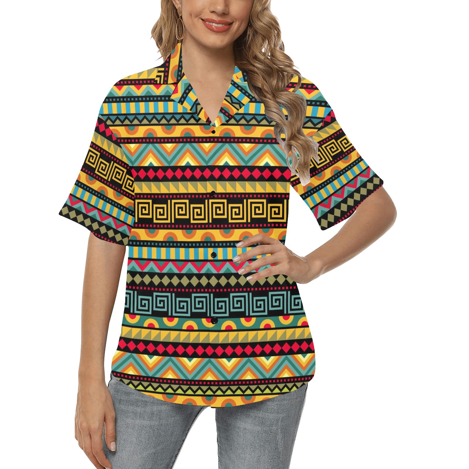 African Pattern Print Design 03 Women's Hawaiian Shirt