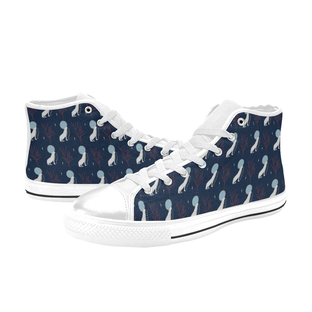 Wolf Moon Print Design LKS304 High Top Women's White Shoes