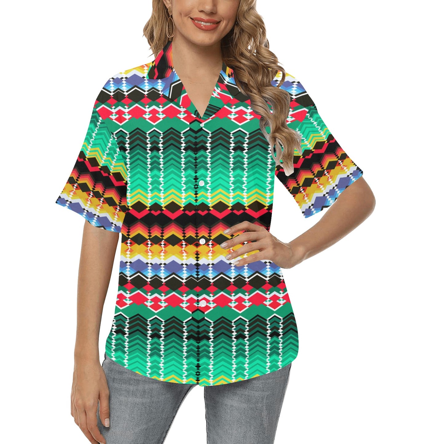 Serape Print Design LKS307 Women's Hawaiian Shirt