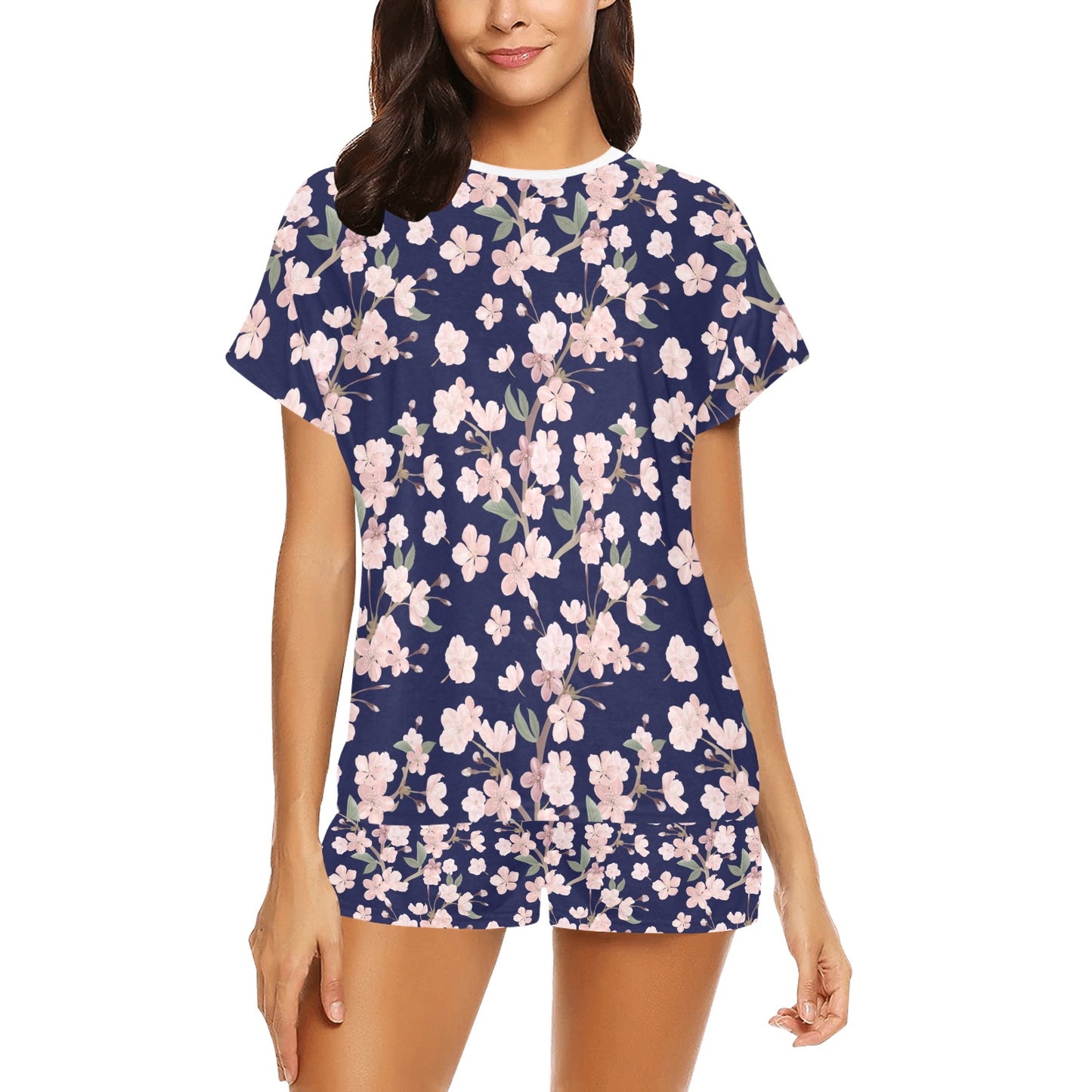 Sakura Print Design LKS301 Women's Short Pajama Set