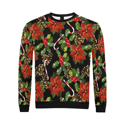Poinsettia Pattern Print Design POT01 Men Long Sleeve Sweatshirt
