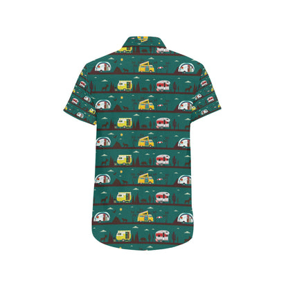 Camper Pattern Print Design 05 Men's Short Sleeve Button Up Shirt