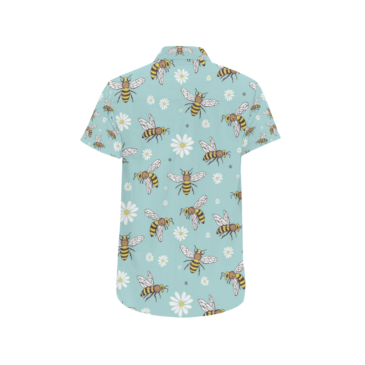 Bee Pattern Print Design BEE010 Men's Short Sleeve Button Up Shirt