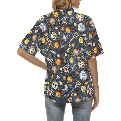 Space Pattern Print Women's Hawaiian Shirt