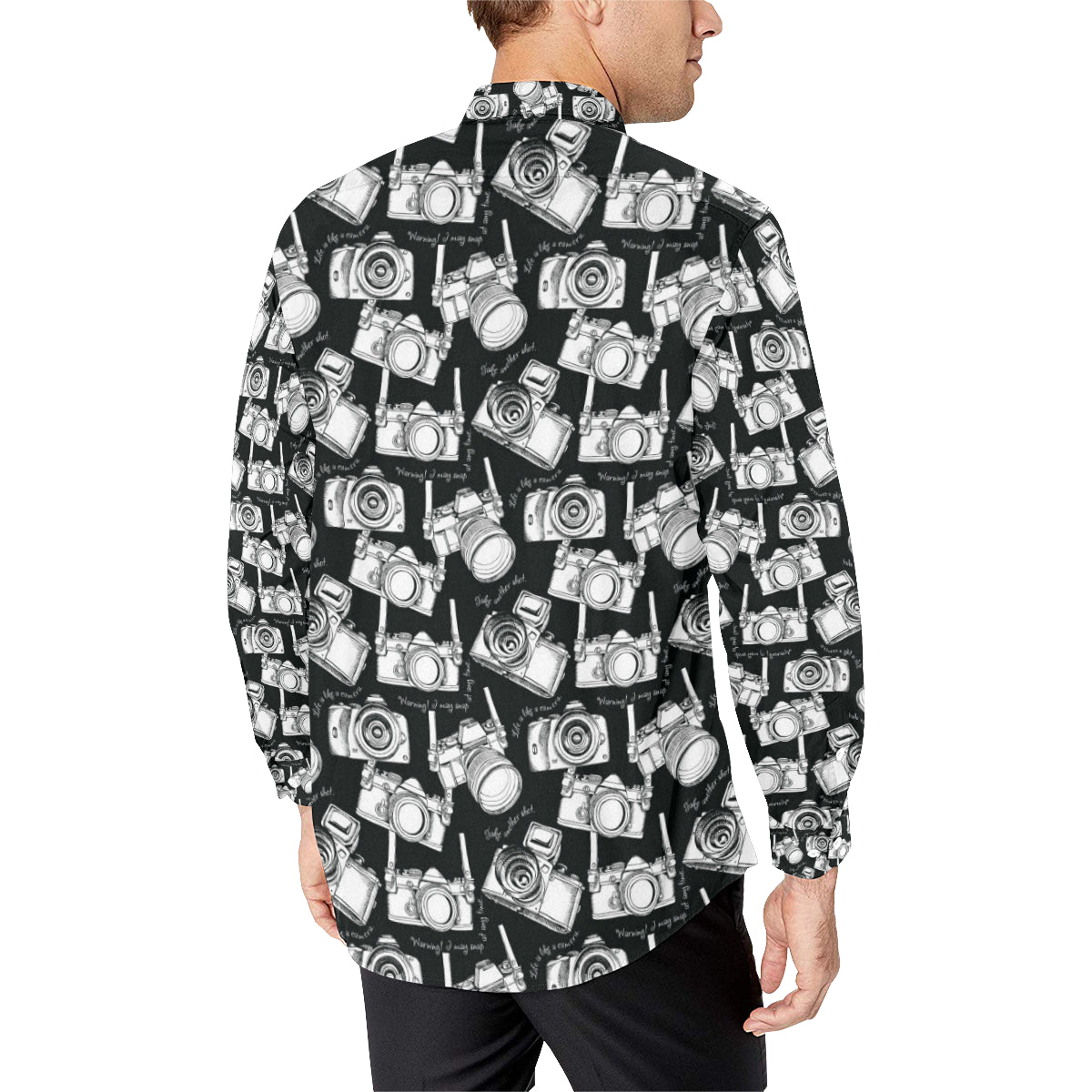 Camera Pattern Print Design 01 Men's Long Sleeve Shirt