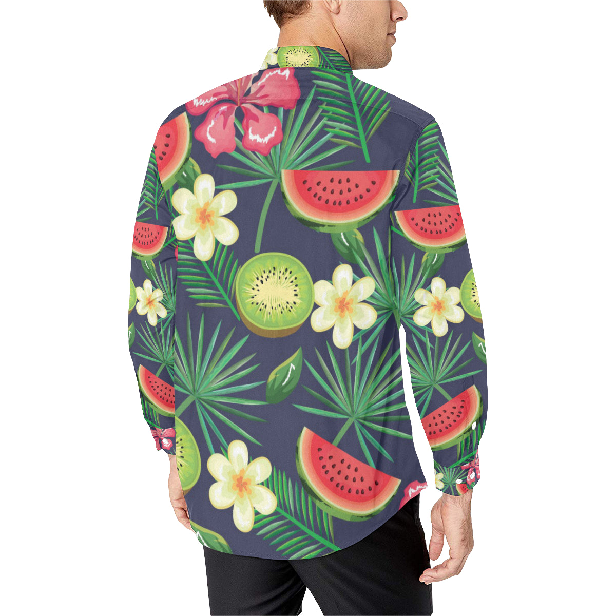 Tropical Fruits Pattern Print Design TF05 Men's Long Sleeve Shirt