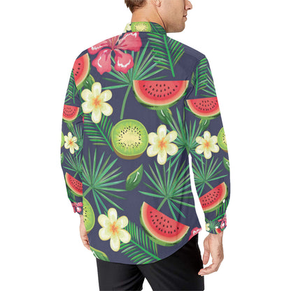 Tropical Fruits Pattern Print Design TF05 Men's Long Sleeve Shirt