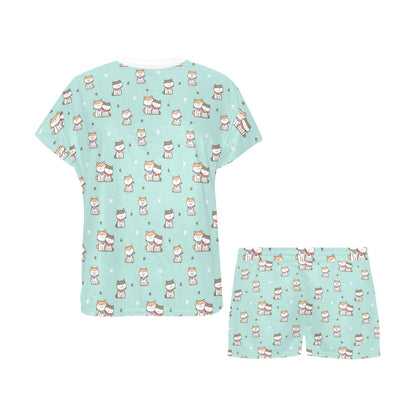 Shiba Inu Print Design LKS302 Women's Short Pajama Set