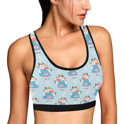 Cattle Happy Pattern Print Design 03 Sports Bra