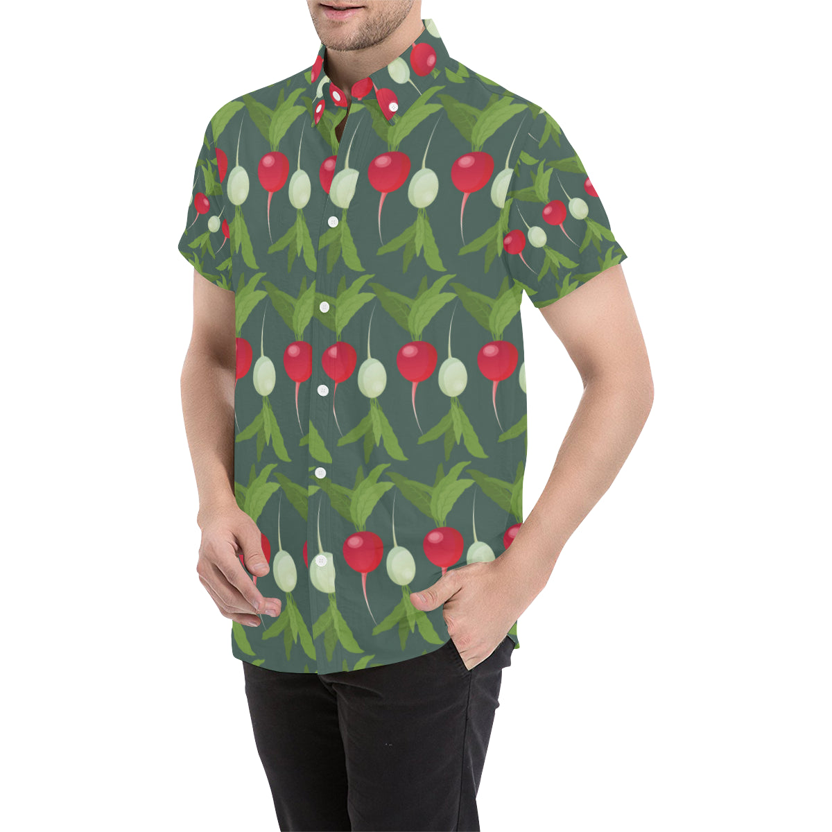 Radish Pattern Print Design A03 Men's Short Sleeve Button Up Shirt