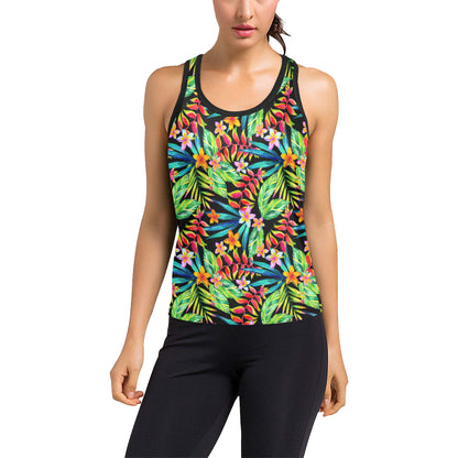 Heliconia Pattern Print Design HL09 Women's Racerback Tank Top