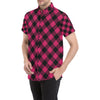 Buffalo check Pink Pattern Print Design 01 Men's Short Sleeve Button Up Shirt