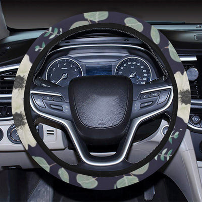 Anemone Pattern Print Design AM01 Steering Wheel Cover with Elastic Edge