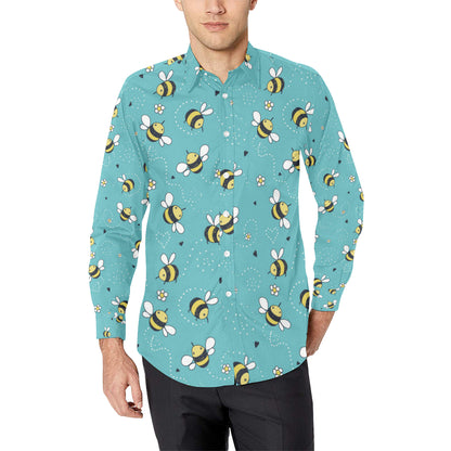 Bee Pattern Print Design BEE02 Men's Long Sleeve Shirt