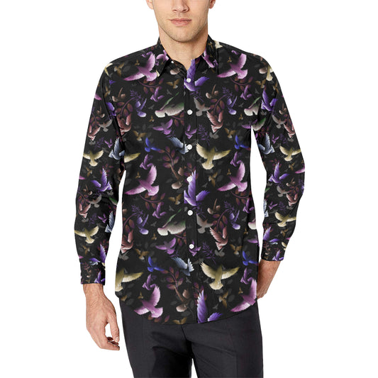 Pigeon Pattern Print Design 01 Men's Long Sleeve Shirt