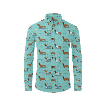 Dachshund Paw Decorative Print Pattern Men's Long Sleeve Shirt