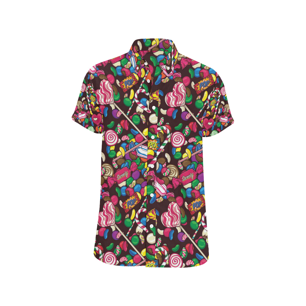 Candy Pattern Print Design CA02 Men's Short Sleeve Button Up Shirt