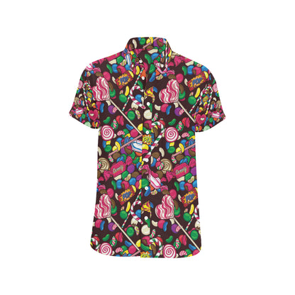 Candy Pattern Print Design CA02 Men's Short Sleeve Button Up Shirt