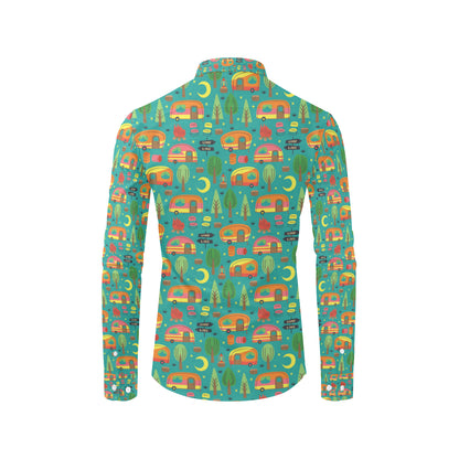 Camping Camper Pattern Print Design 05 Men's Long Sleeve Shirt
