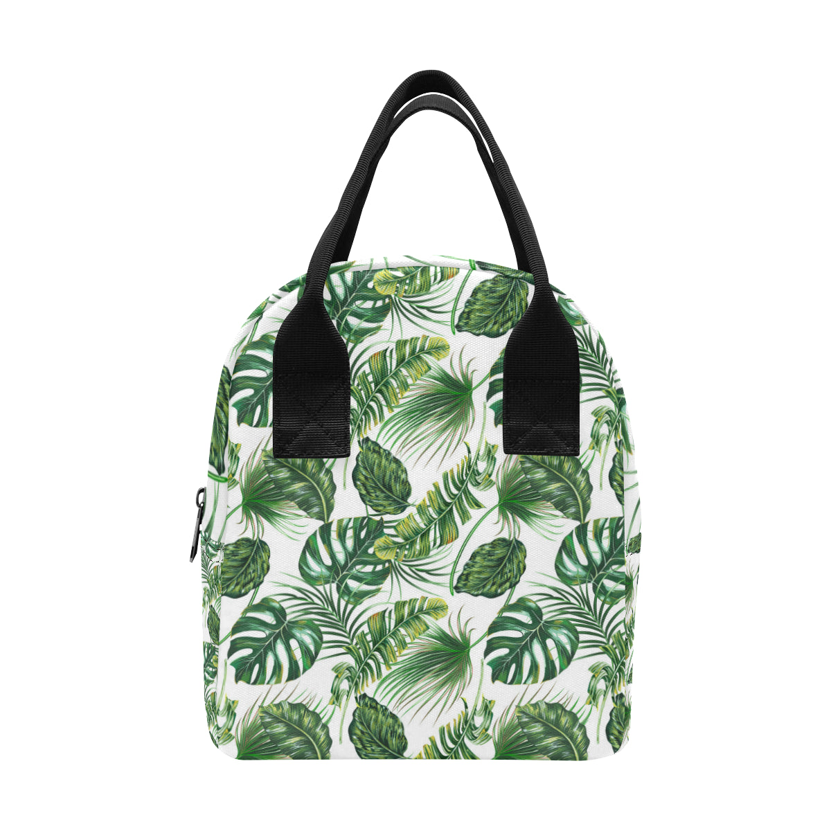 Green Pattern Tropical Palm Leaves Insulated Lunch Bag