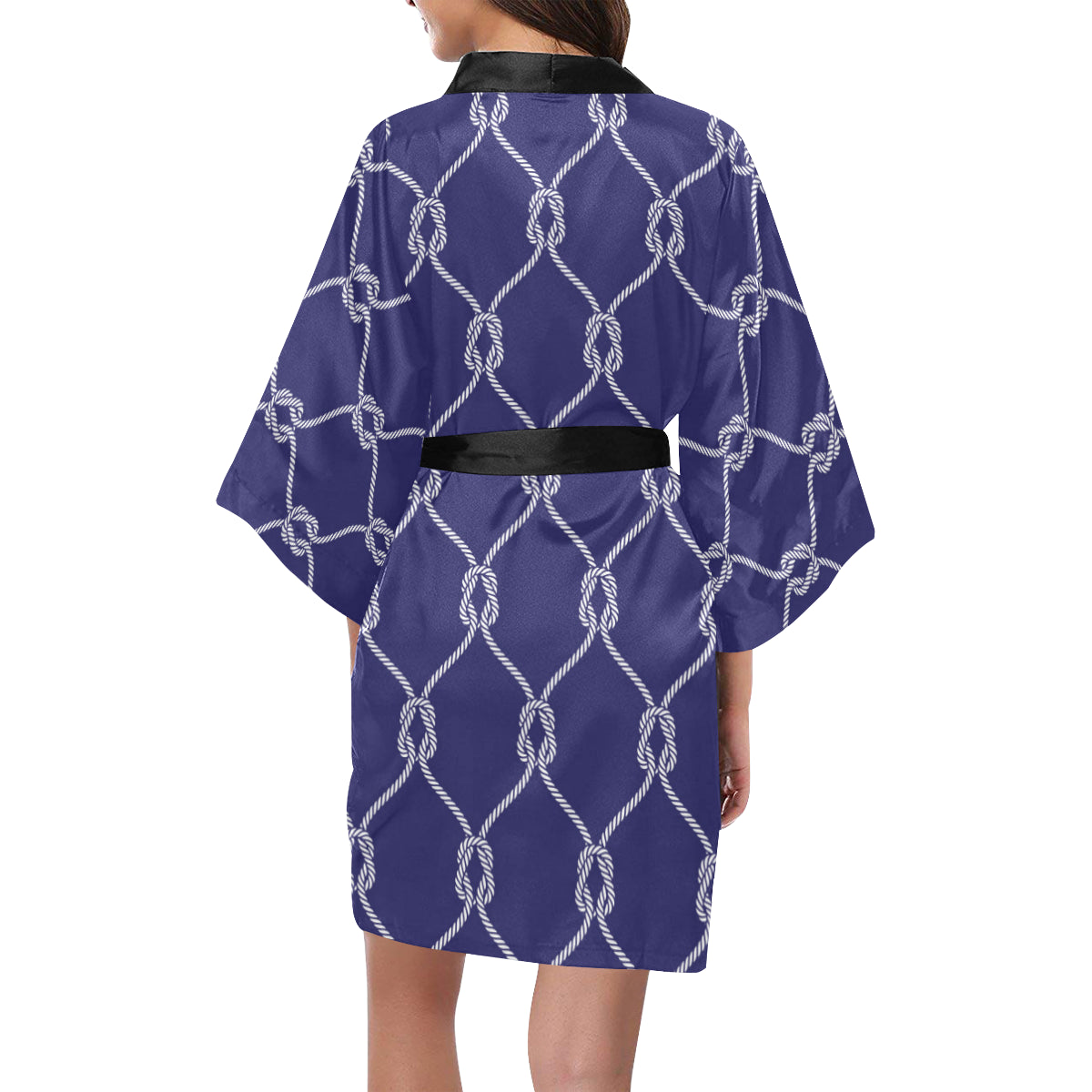 Rope Pattern Print Design A03 Women's Short Kimono