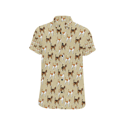 Beagle Pattern Print Design 01 Men's Short Sleeve Button Up Shirt