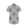 Polynesian Tribal Mask Men's Short Sleeve Button Up Shirt