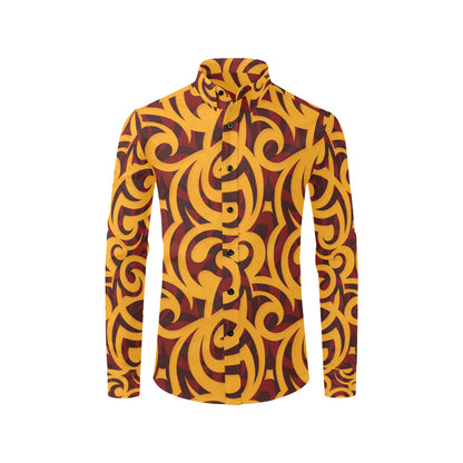 Maori Pattern Print Design 02 Men's Long Sleeve Shirt