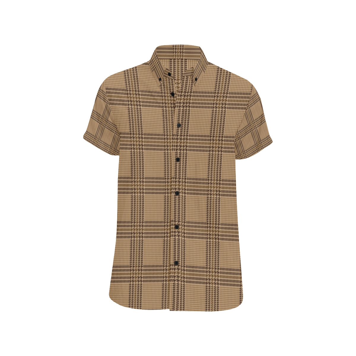 Houndstooth Brown Pattern Print Design 04 Men's Short Sleeve Button Up Shirt