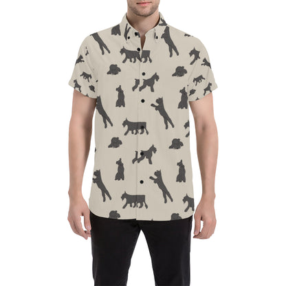 Schnauzers Pattern Print Design A06 Men's Short Sleeve Button Up Shirt
