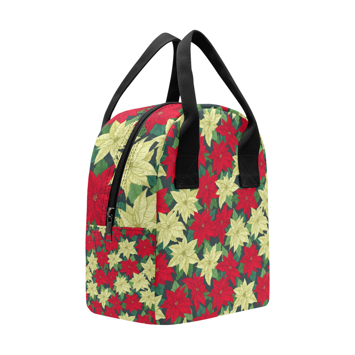 Poinsettia Pattern Print Design POT06 Insulated Lunch Bag