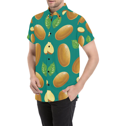 Potato Pattern Print Design A04 Men's Short Sleeve Button Up Shirt