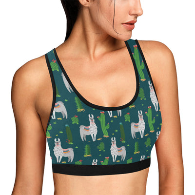 Llama Cactus Pattern Print Design 013 Sports Bra