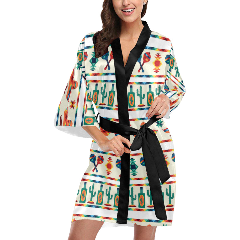 Maracas Mexican Pattern Print Design 01 Women's Short Kimono