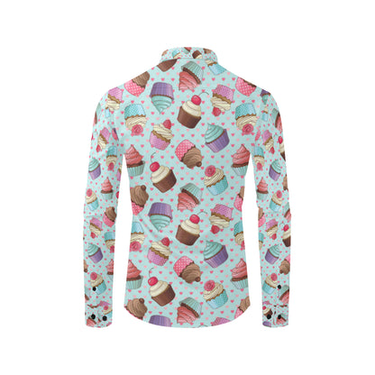 Cupcakes Fancy Heart Print Pattern Men's Long Sleeve Shirt
