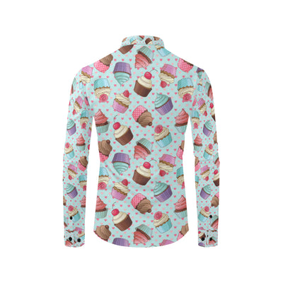 Cupcakes Fancy Heart Print Pattern Men's Long Sleeve Shirt