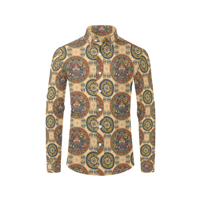 Calendar Aztec Pattern Print Design 02 Men's Long Sleeve Shirt