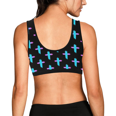 Christian Cross neon Pattern Sports Bra