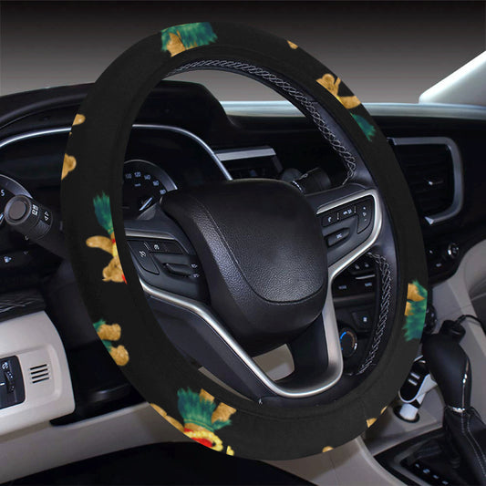 Hula Bear Pattern Print Design 06 Steering Wheel Cover with Elastic Edge