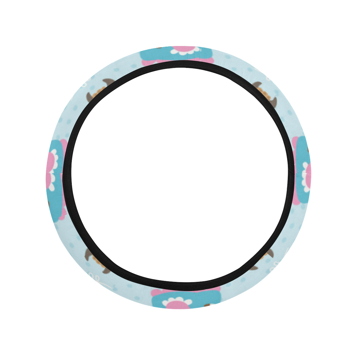 Cattle Happy Pattern Print Design 03 Steering Wheel Cover with Elastic Edge