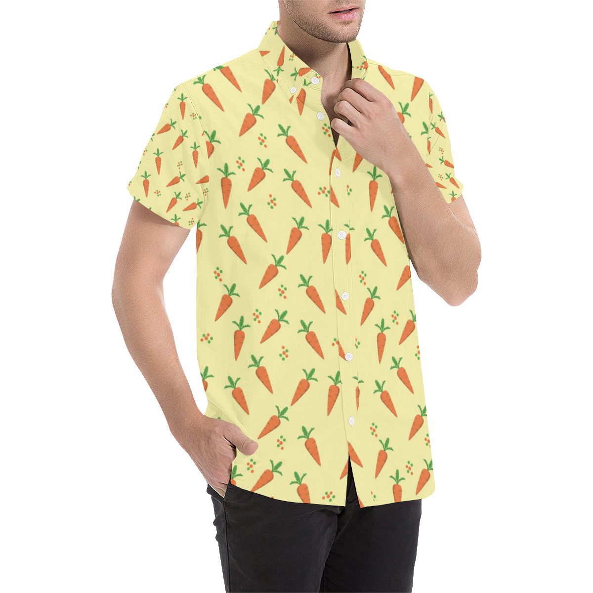 Carrot Pattern Print Design 04 Men's Short Sleeve Button Up Shirt