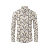 Elegant Grey Flower Print Men's Long Sleeve Shirt